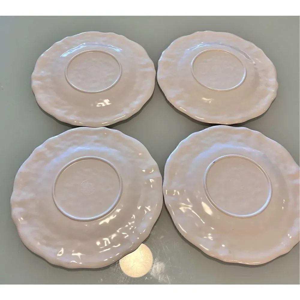 Lot of 4 Citrus Grove Melamine Dinner Plates Yellow Brown Crackle Look BPA FREE